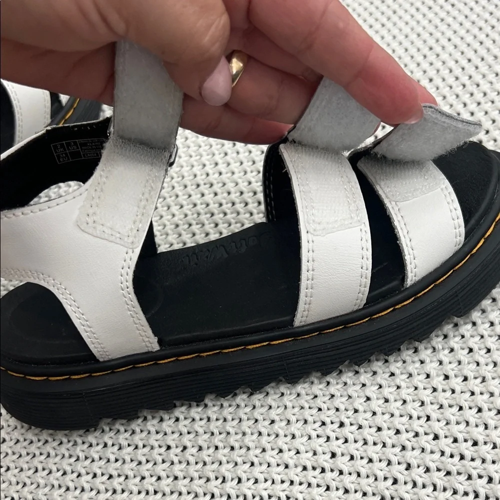 Dr. Martens White Sandals with Black Soles